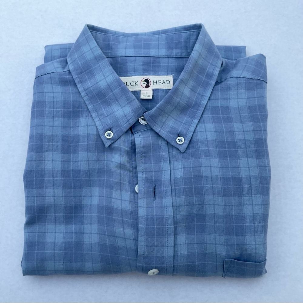 Duck Head Men's Casual Blue Checkered Shirt size L
